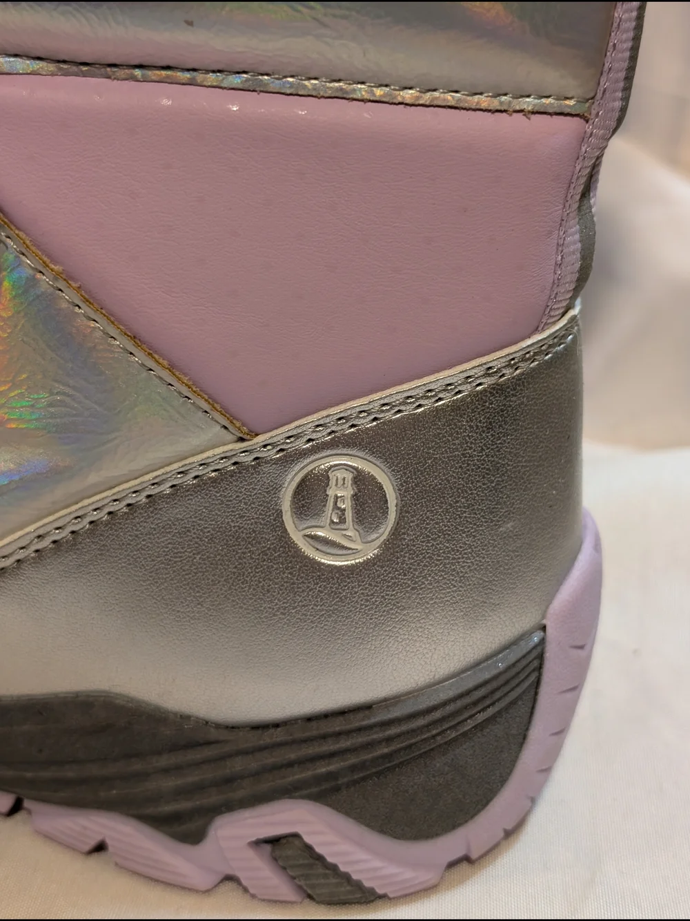 Lands' End Kids Iridescent Silver & Lilac Snow Boots